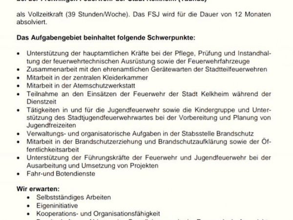 FSJ bei der Feuerwehr Kelkheim