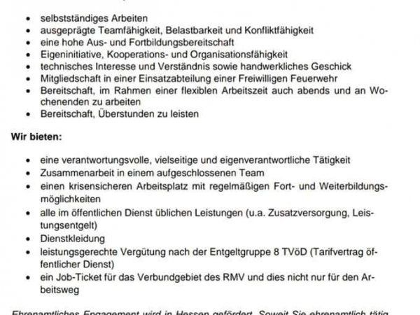🧑‍🚒 Stellenausschreibung 🧑‍🚒