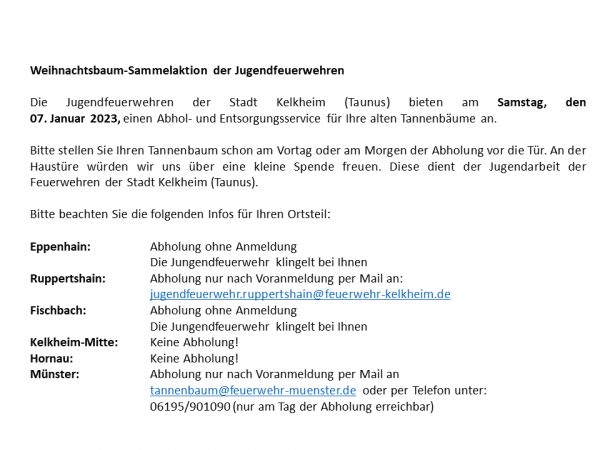 🎄Weihnachtsbaum-Sammel-Aktion🎄