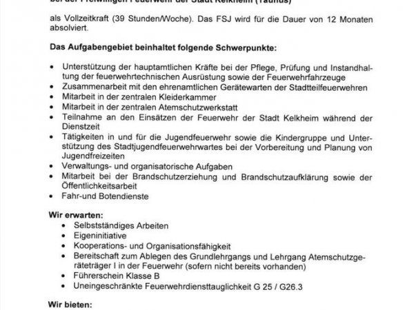 FSJ bei der Kelkheimer Feuerwehr