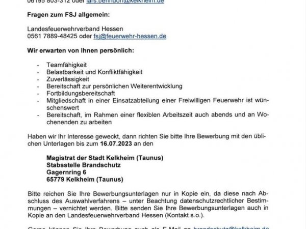 FSJ bei der Kelkheimer Feuerwehr